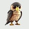 3D cartoon character of cute falcon eagle