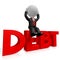 3D cartoon character - debt concept