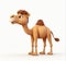 A 3d cartoon character happy camel on the white background, looking cute, adorable and joyful