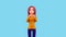 3d cartoon character isolated on a blue background. Woman shows a heart gesture, 3d render. Smiling young woman