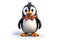 3D Cartoon Character: Quirky Penguin with Bow Tie and Suspenders on Transparent Background. AI