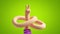 3d cartoon character tangled hand appears, shows two fingers victory gesture, isolated on green background.