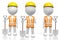 3D cartoon characters - workers holding shovels