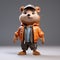 3d Cartoon Chipmunk In Orange Jacket: Street Fashion Character Design