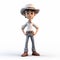 3d Cartoon Cowboy Character With Hat - Fernando Amorsolo Style