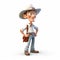 3d Cartoon Cowboy Illustration With Hat - Clean And Crisp Look