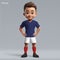 3d cartoon cute young rugby player in France national team kit