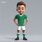 3d cartoon cute young rugby player in Ireland national team kit