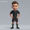 3d cartoon cute young rugby player in New Zealand national team