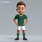 3d cartoon cute young rugby player in South Africa national team