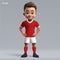3d cartoon cute young rugby player in Tonga national team kit.