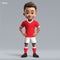 3d cartoon cute young rugby player in Wales national team kit