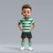 3d cartoon cute young soccer player in Sporting football uniform