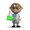 3d Cartoon Doctor character with a vial