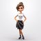 3d Cartoon Female Character With Undercut Hairstyle On White Background