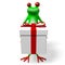 3D cartoon frog and gift box