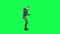 3D cartoon girl hand and neck dance from opposite angle on green screen