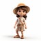 3d Cartoon Girl In Hat And Pants: Adventure Themed 3d Render