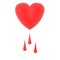 3D Cartoon heart with blood drop below it