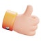 A 3D cartoon icon or emblem of a thumbs up or positive or up or like