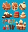 3D cartoon icons of sweets for game design