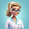3d Cartoon Image Of Registered Nurse With Blonde Hair And Blue Eyes