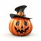 3d Cartoon Jackolantern With Top Hat - Sleek Metallic Finish