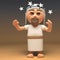 3d cartoon Jesus Christ character is dizzy with stars in front of his eyes, 3d illustration