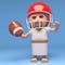 3d cartoon Jesus Christ character playing American football, 3d illustration