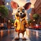 3d Cartoon Kangaroo In Urban Clothes: Super Cute Hoodie Rabbit