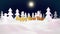 3d cartoon of magical Christmas tale with magnificent shiny inscription Happy New Year in winter night forest with