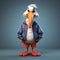 3d Cartoon Pelican: Urban Outfit, Super Cute Bird Illustration