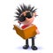 3d cartoon punk rocker kid reading a book