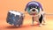 3d cartoon puppy dog in spacesuit on Mars playing a drum, 3d illustration