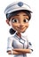 3D cartoon render of smiling female nurse