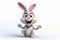 3D cartoon render of smiling rabbit with glasses