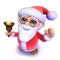 3d Cartoon Santa rings his Christmas bell