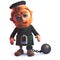 3d cartoon Scots man wearing a kilt with a ball and chain