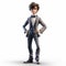 3d Cartoon Sherlock Holmes Youthful Protagonist In Grey Suit