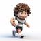 3d Cartoon Soccer Player With Curly Hair In Charming Character Style