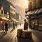 3D Cartoon street road town infrastructure alley city evening photograph temple architecture night travel tourism