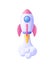 3d cartoon style minimal spaceship rocket icon.