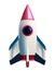 3d cartoon style minimal spaceship rocket icon white background . Toy rocket upswing , for start up business and advertise.