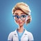 3d Cartoon Surgical Nurse With Blonde Hair And Glasses