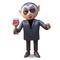 3d cartoon of a thirsty Halloween vampire dracula drinking blood red wine from a glass, 3d illustration