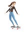 3d cartoon woman doing skateboard