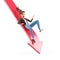 3d cartoon woman falling off downward arrow