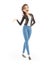 3d cartoon woman happy walking