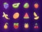 3d casino fruits, cute cherry, lemon, orange. Mobile lottery slots for game machine, ui cartoon coloring elements
