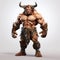 3d Cel Shaded Minotaur Portrait On White Background